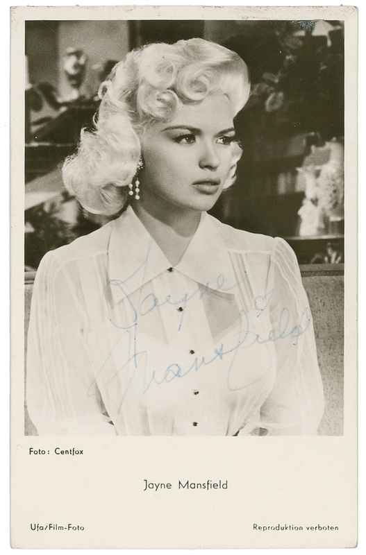 Lot 999 Jayne Mansfield Signed Photograph