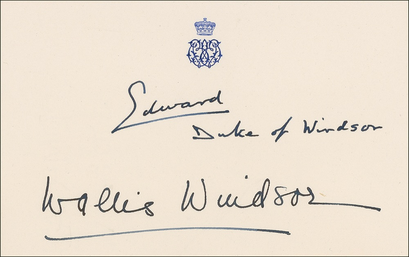 Lot 312 Duke and Duchess of Windsor Signatures