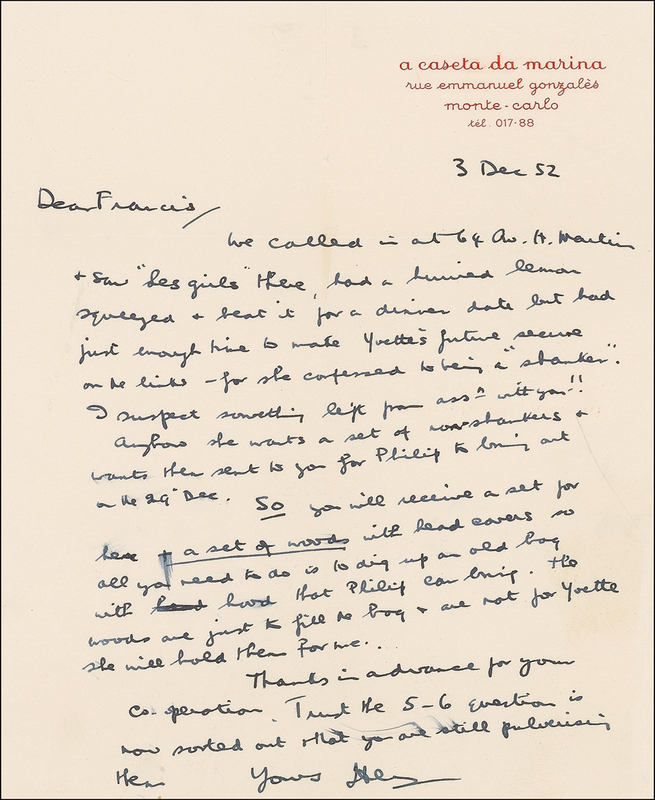 Lot 1203 Henry Cotton Handwritten Letter Signed