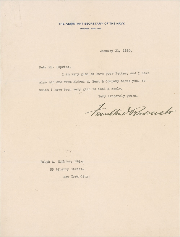 Lot 104 Franklin D. Roosevelt Typed Letter Signed