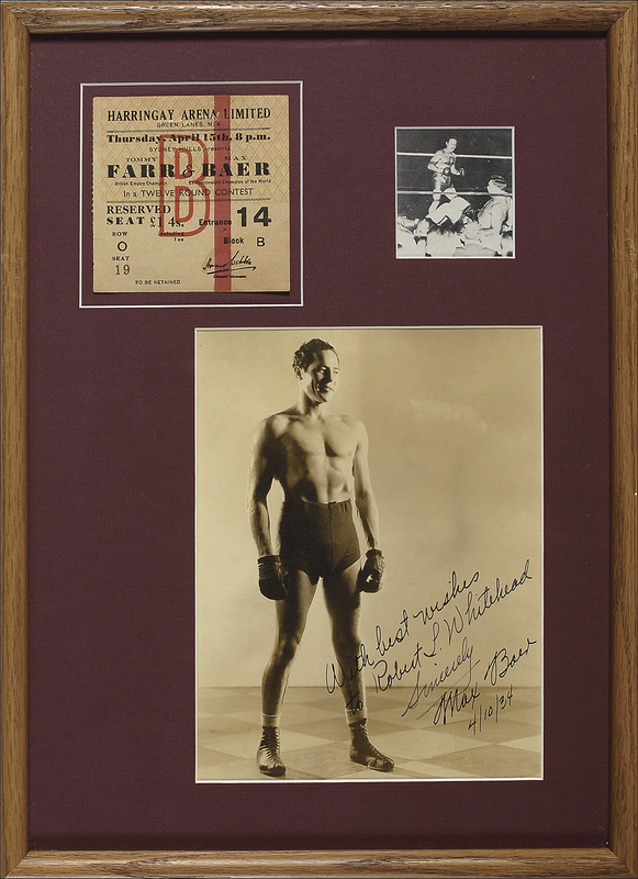 Lot 1160 Max Baer: Baer signs as soon-to-be champ