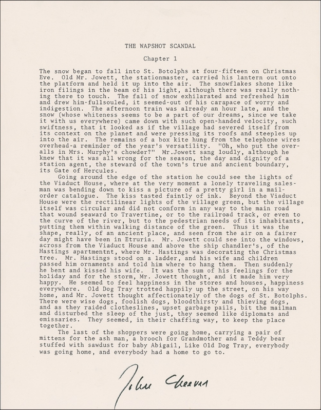 Lot 519 John Cheever Souvenir Typescript