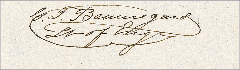Lot 322 Pierre G. T. Beauregard Signature