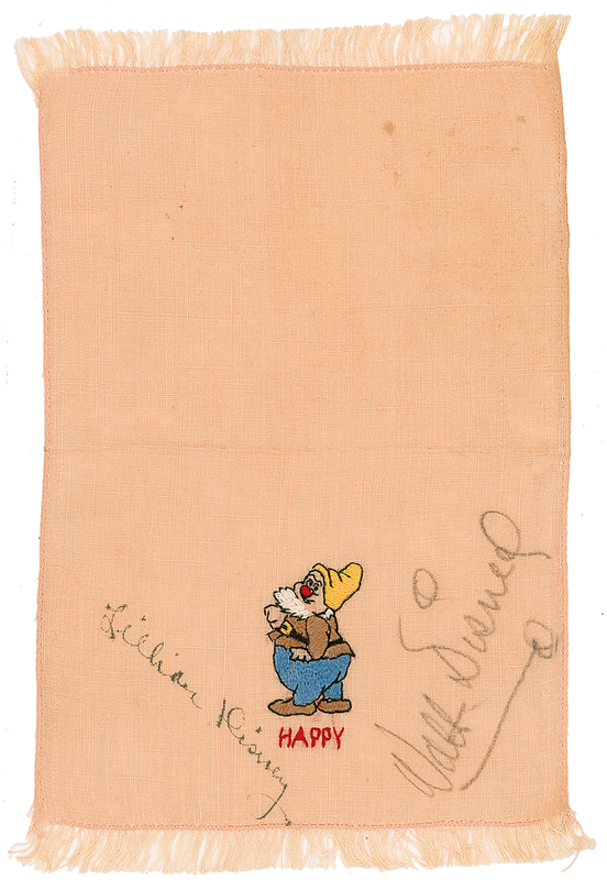 Lot 630 Walt Disney: Walt and Lillian Disney sign ?Happy the Dwarf?