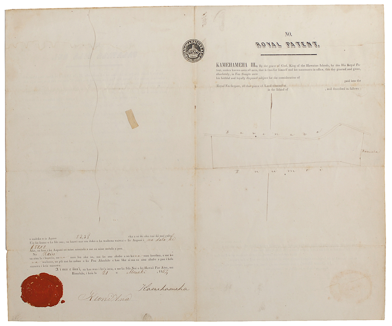 Lot 221 Kamehameha III: King Kamehameha grants land on Hilo