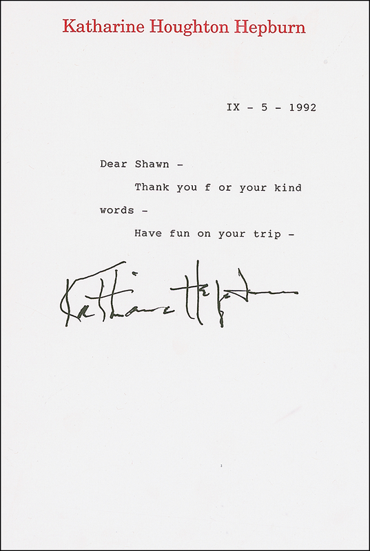 Lot 964 Katharine Hepburn Letters