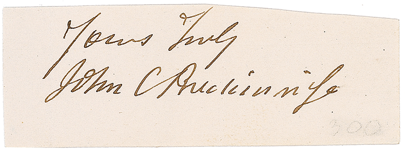Lot 140 John C. Breckenridge Signature