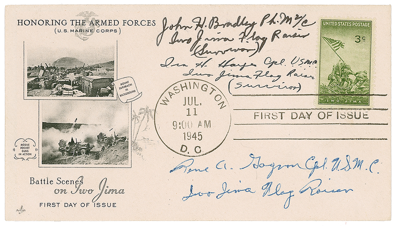 Lot 356 Iwo Jima Flag Raisers: The three surviving Iwo Jima flag-raisers honor the Armed Forces