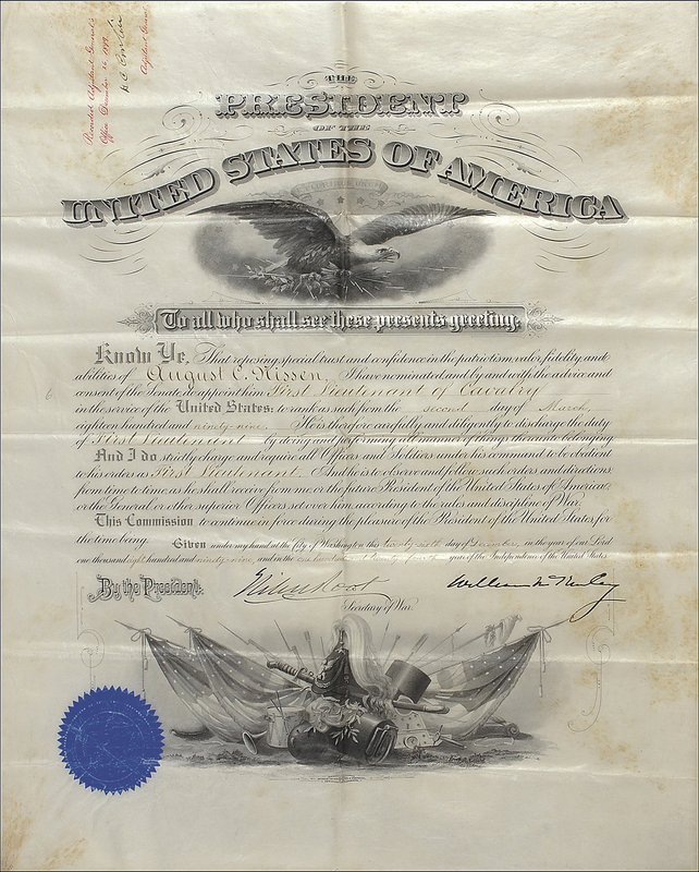Lot 74 William McKinley: McKinley cavalry promotion