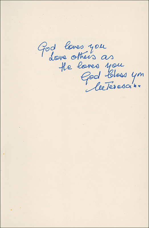 Lot 237 Mother Teresa: Mother Teresa adds a touching sentiment to her book