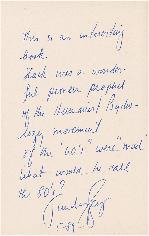 Lot 228 Timothy Leary: Leary turns the tables: ?If the ?60s? were ?mad? what would we call the 80s??