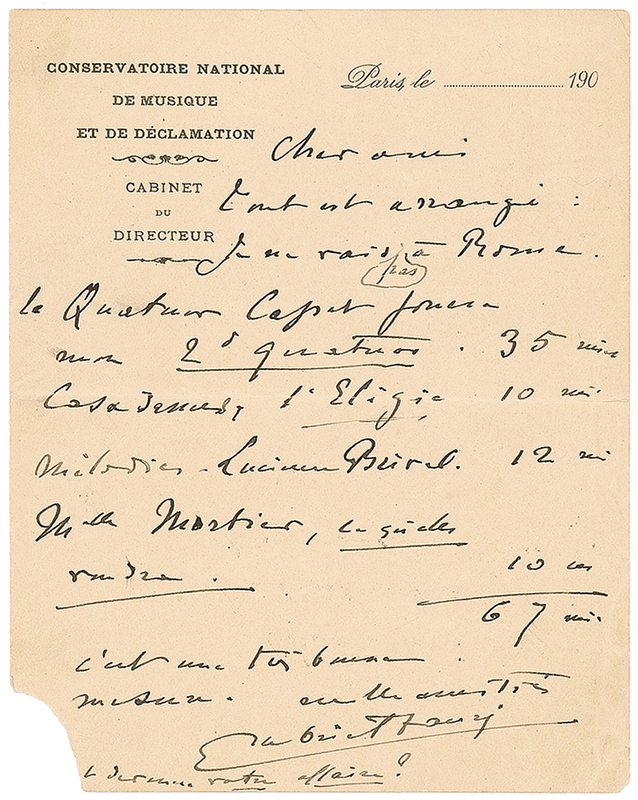 Lot 689 Gabriel Faure Handwritten Letter Signed