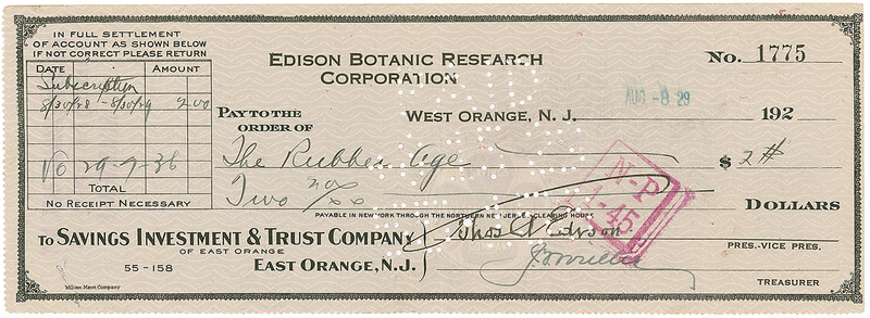Lot 169 Thomas Edison: Edison works to solve the rubber crisis
