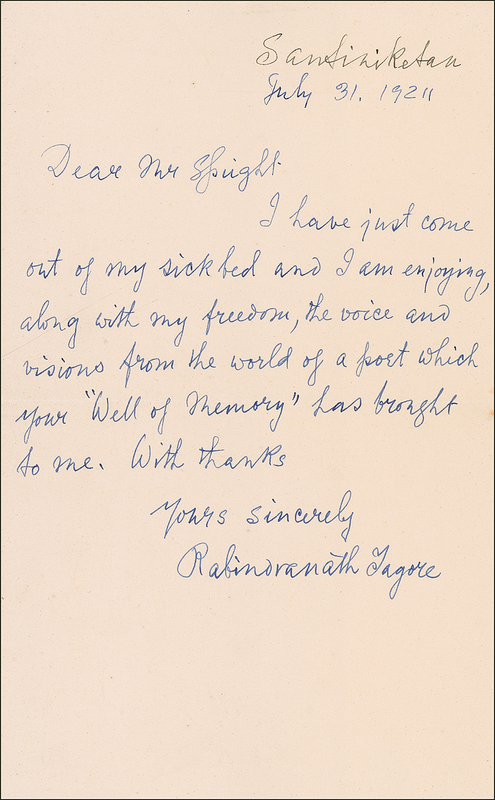 Lot 607 Rabindranath Tagore Handwritten Letter Signed