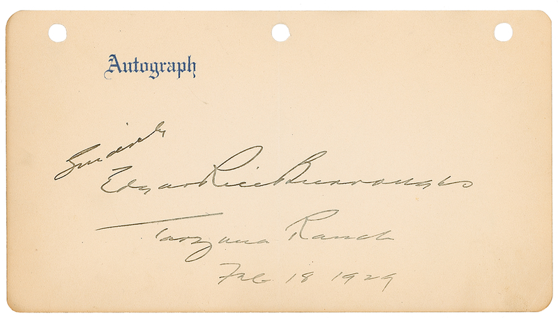 Lot 513 Edgar Rice Burroughs: Buroughs signs from the Tarzana Ranch