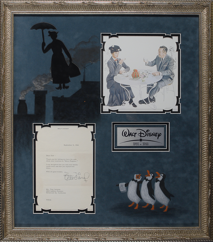 Lot 633 Walt Disney: A delighted Disney accepts praise for his favorite film, Mary Poppins