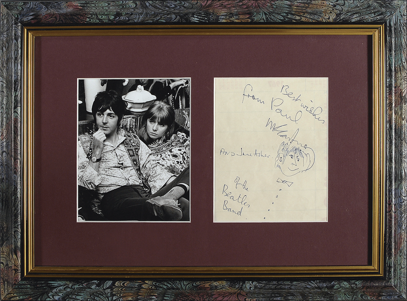 Lot 734 Beatles: Paul McCartney: Rare McCartney-Asher signatures with self portrait