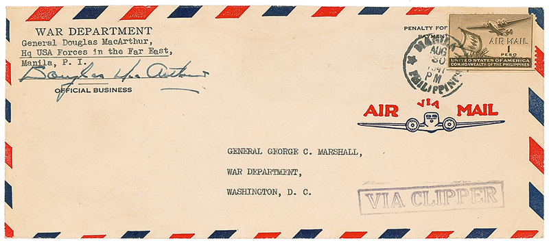 Lot 367 Douglas MacArthur Airmail Envelope