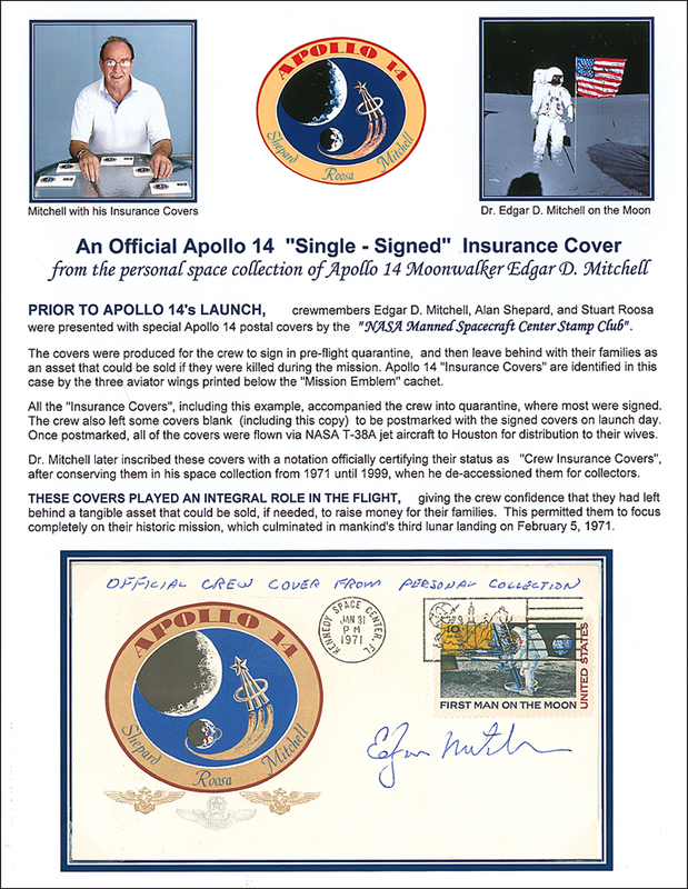 Lot 476 Edgar Mitchell Apollo 14 Insurance Cover