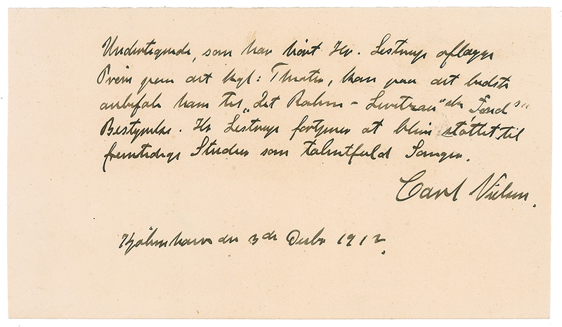 Lot 698 Carl Nielsen: Elusive letter from Denmark’s preeminent composer