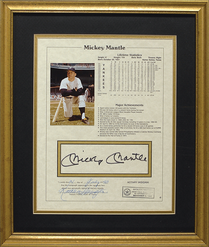 Lot 1295 Mickey Mantle Stat Sheet