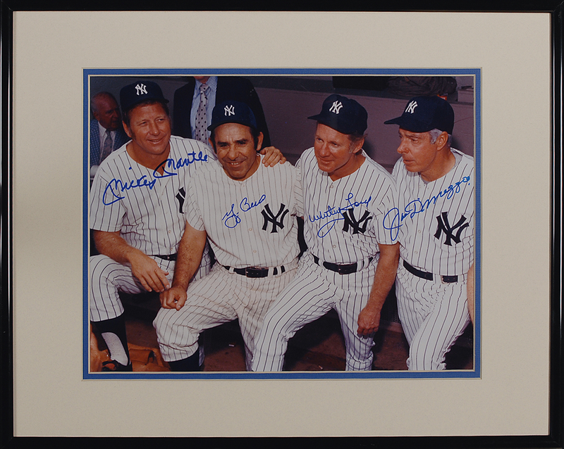 Lot 1332 NY Yankees Legends: Mantle, DiMaggio, Berra, and Ford sign together
