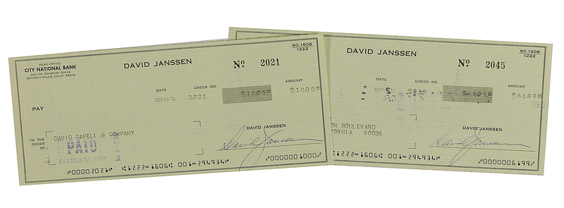 Lot 974 David Janssen Checks