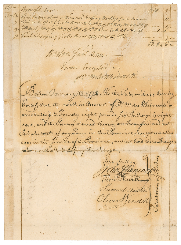 Lot 200 John Hancock: Hancock signs as a Boston selectman