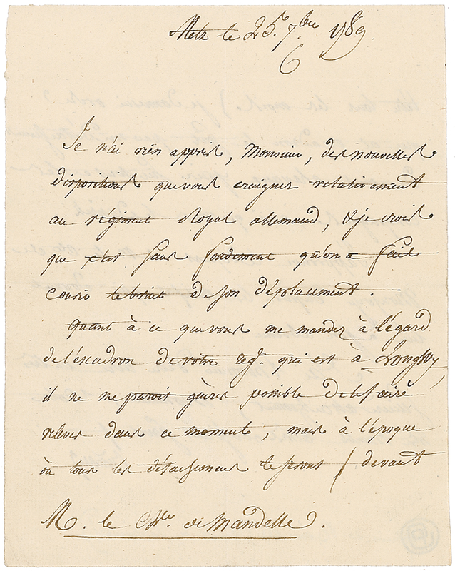 Lot 317 Francois Claude Amour, Marquis de Bouille Signed Letter