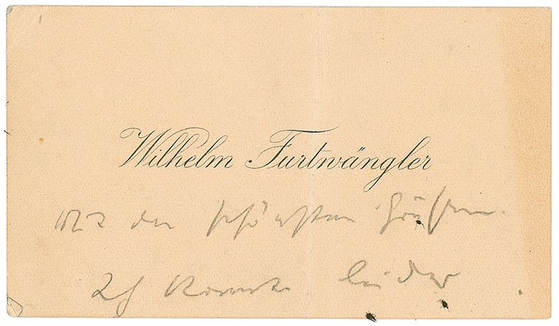 Lot 690 Wilhelm Furtwangler Calling Card