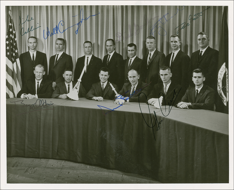 Lot 446 Astronauts: Group Three: Stellar signed photo of the Group 3 selection, four of whom are moonwalkers