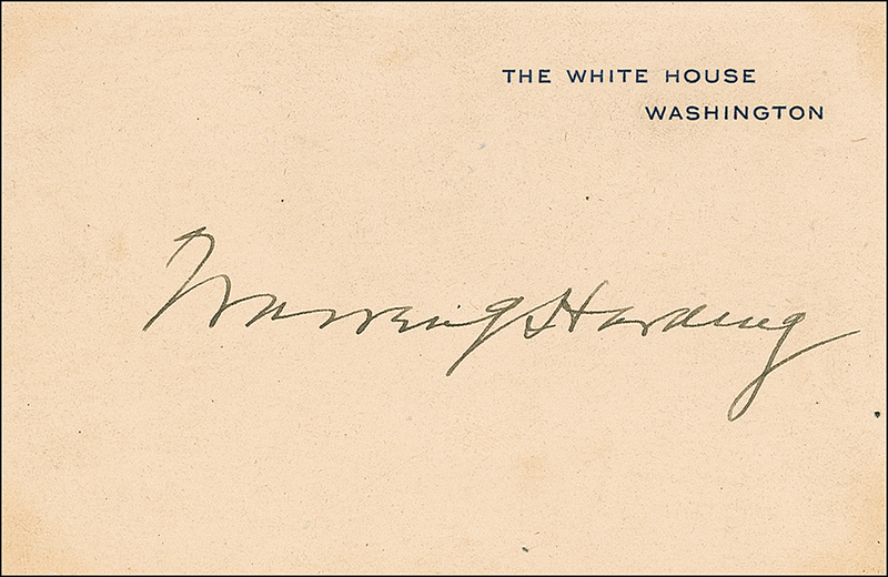 Lot 47 Warren G. Harding White House Card