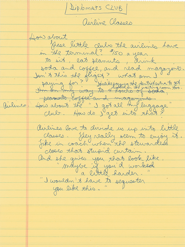 Lot 1131 Jerry Seinfeld: Seinfeld handwritten gag