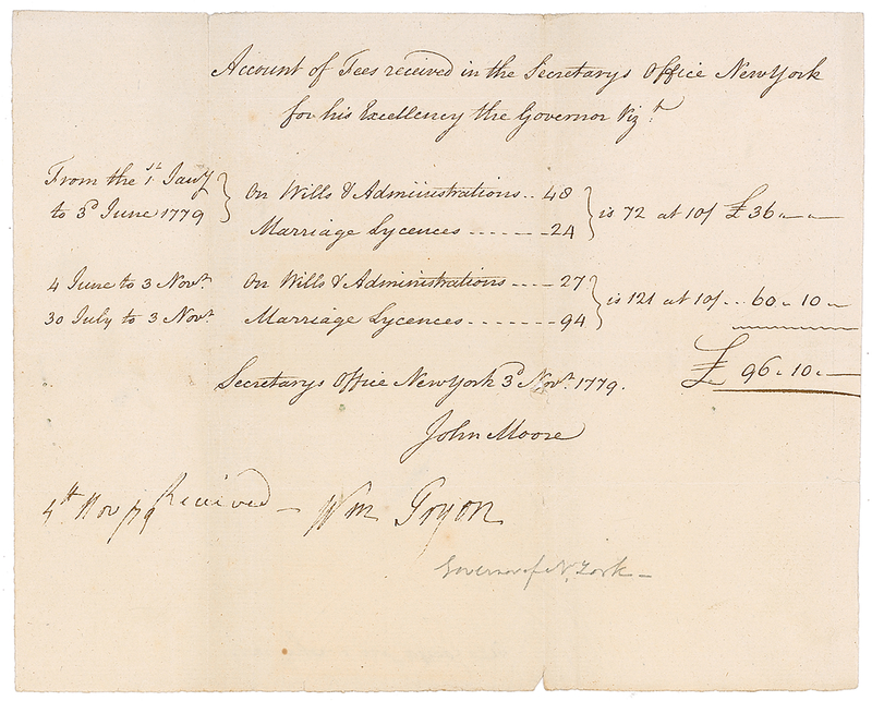 Lot 299 William Tryon Signed Document