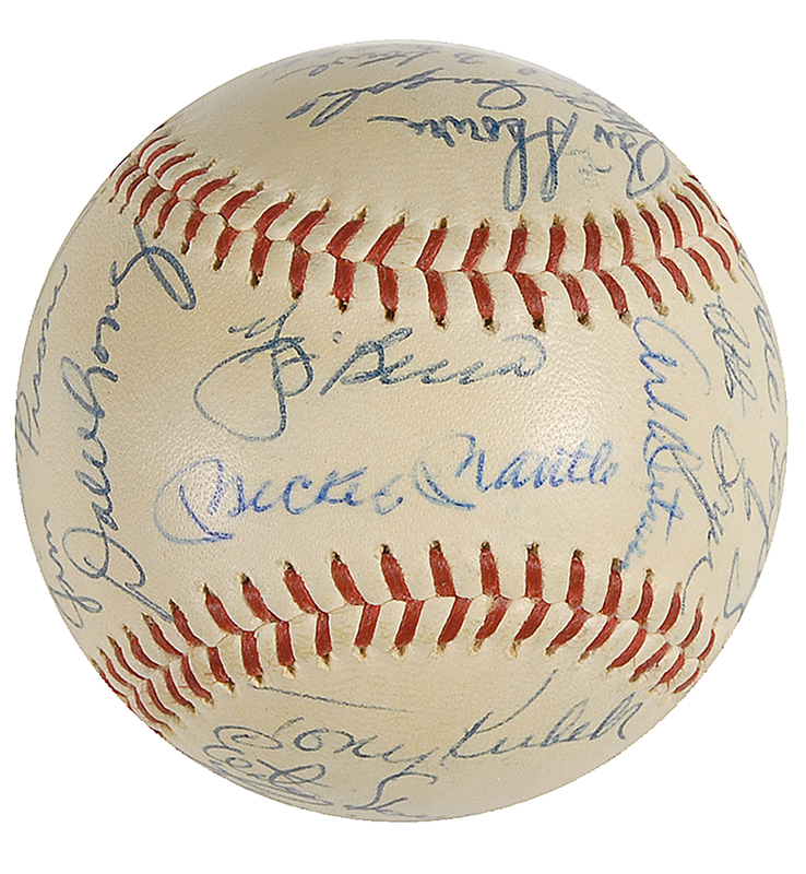 Lot 1330 NY Yankees: 1960 Yankee ball signed by the ?M&M Boys,? Stengel, Kubek, Berra and others