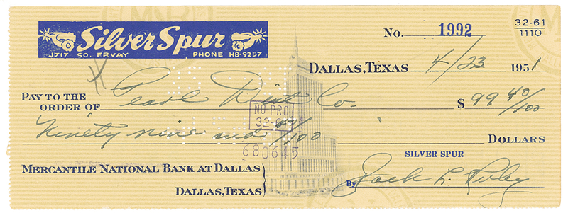 Lot 269 Jack Ruby Check