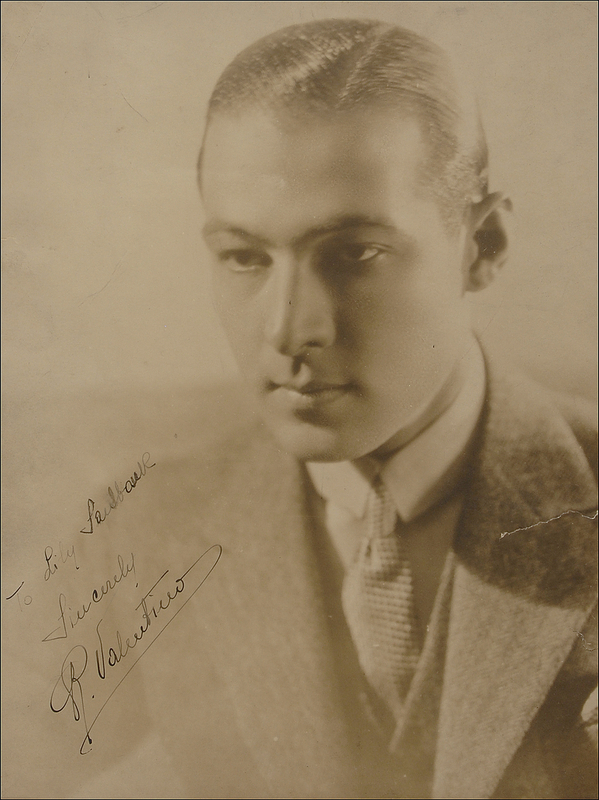 Lot 1050 Rudolph Valentino: Penetrating signed photo of Valentino