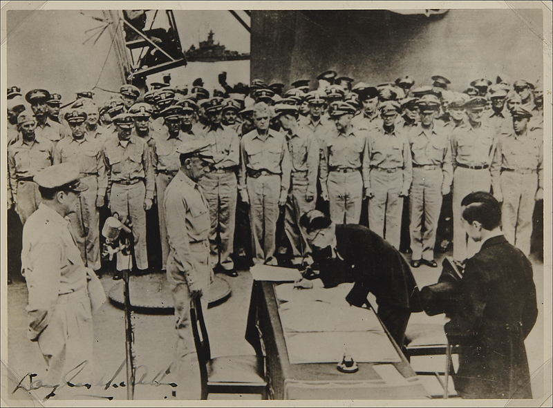 Lot 368 Douglas MacArthur: Scarce MacArthur signed surrender photo