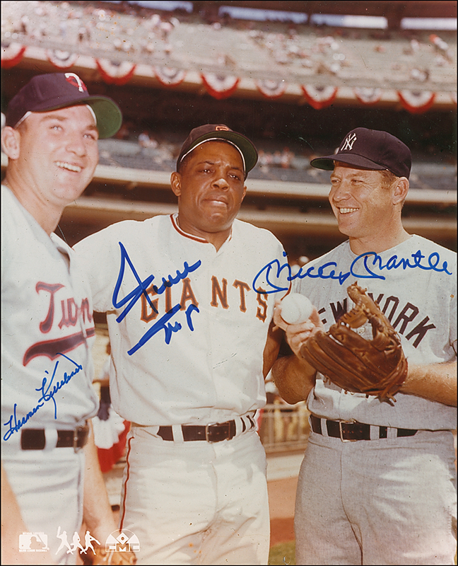 Lot 1299 Mickey Mantle, Willie Mays, and Harmon Killebrew Signed Photograph