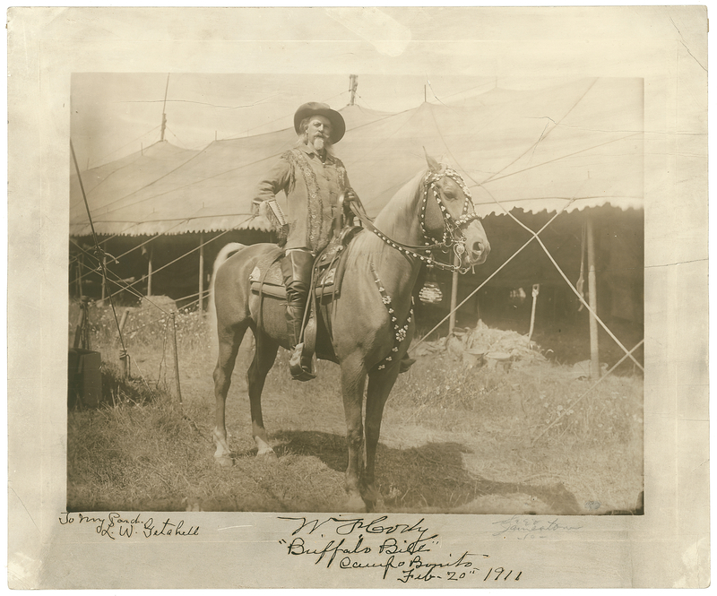 Lot 152 William F. “Buffalo Bill” Cody: Outstanding pose of Cody on horseback at his mining operation