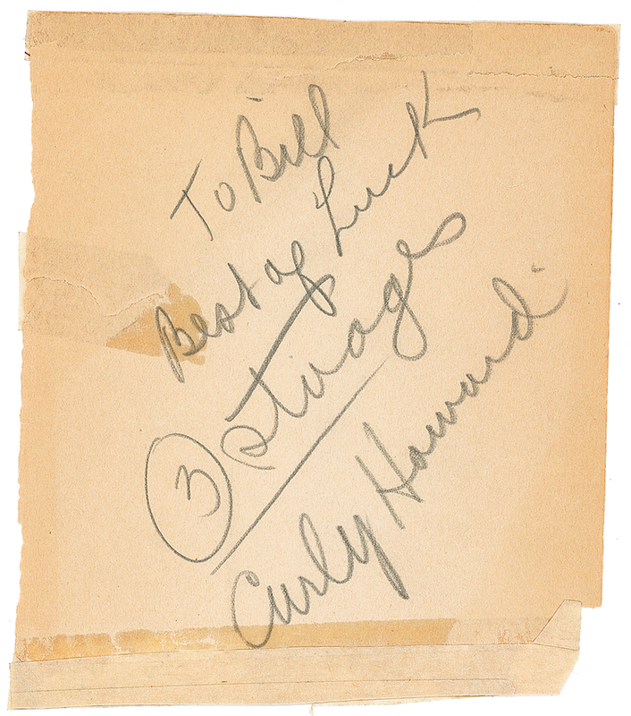 Lot 1048 Three Stooges: Curly Howard: Vintage Full Curly signature