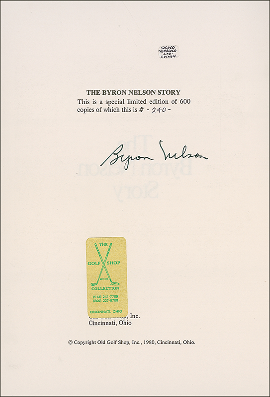 Lot 1315 Byron Nelson Book