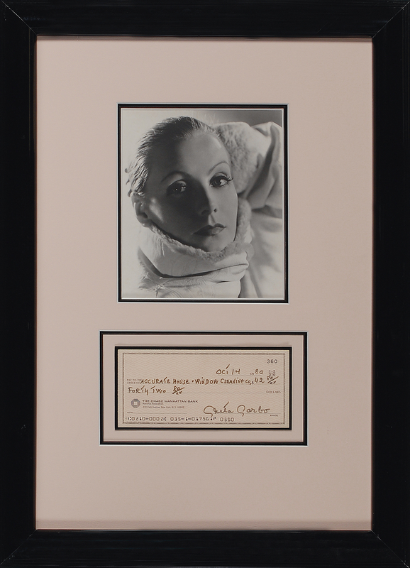 Lot 939 Greta Garbo: Pristine Garbo check, as reclusive as the woman herself