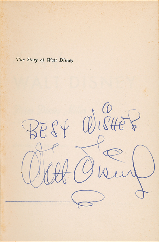 Lot 636 Walt Disney: Disney signs his story
