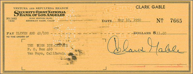 Lot 946 Gone With the Wind: Clark Gable Check