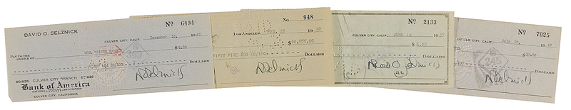 Lot 950 Gone With the Wind: David O. Selznick Checks