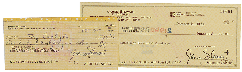 Lot 1041 James Stewart Checks
