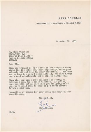 Lot #927 Kirk Douglas Letters - Image 1