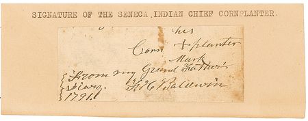 Lot #153 Cornplanter: Rare signature mark of Seneca Indian Chief Cornplanter with impeccable 1791 authentication - Image 1