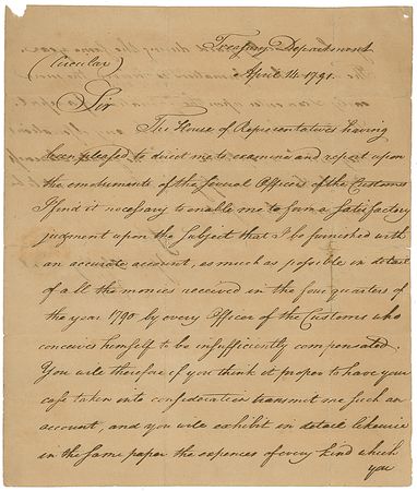 Lot #198 Alexander Hamilton: Hamilton aids “every Officer of the Customs who conceives himself to be insufficiently compensated” - Image 1